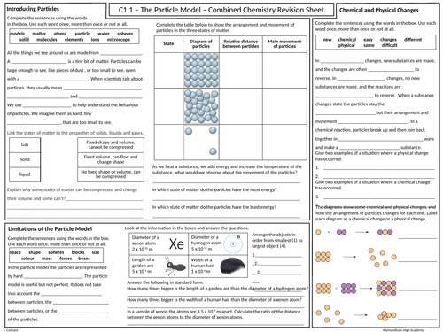 OCR Gateway GCSE Comb Science Chemistry C1 Revision Mat