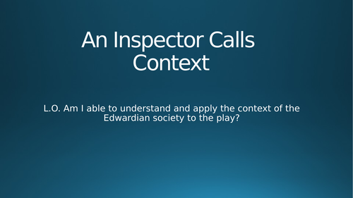 An Inspector Calls Context