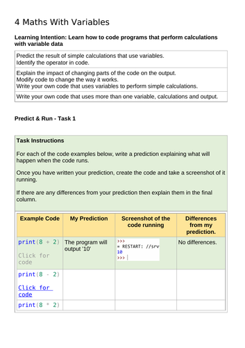 Intro To Python - 7 Lesson SOW | Teaching Resources