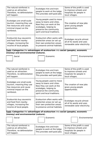 KS3: Tropical Rainforests: L12: Ecotourism