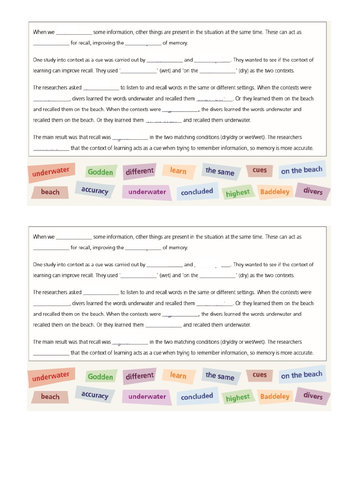 Context as a Factor Affecting Memory (GCSE Psychology AQA)