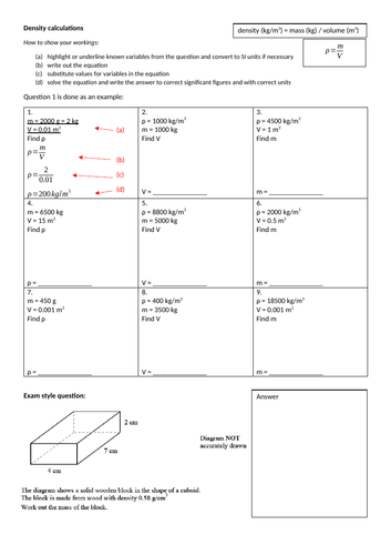 Density Equation Practice