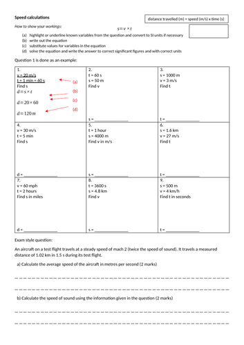 Speed equation practice