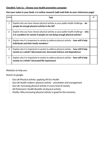 New Spec Health and Social Care RO35 Health Promotion Campaign Task 1a ...