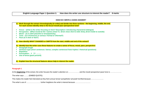 How to reach Grade 4 AQA English Language Paper 1 | Teaching Resources