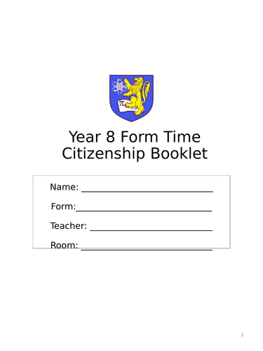 Year 8 Form Time Citizenship Booklet