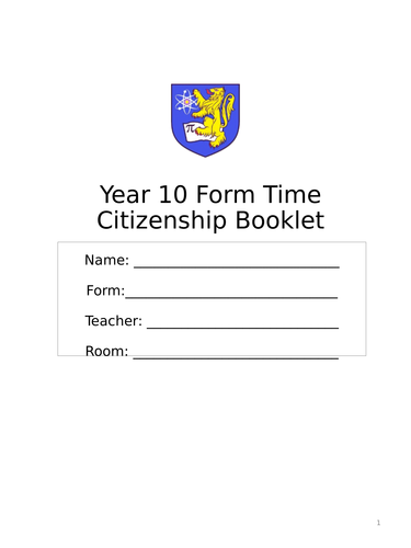 Year 10 Form Time Citizenship Booklet