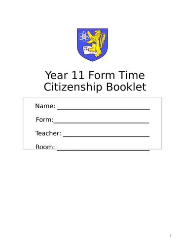 Year 11 Form Time Citizenship Booklet