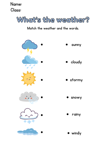 Match the weather and the words Worksheet | Teaching Resources