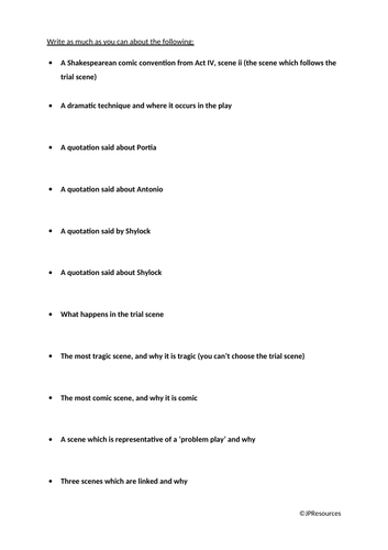 The Merchant of Venice Act V | Teaching Resources