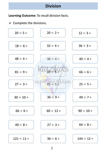 Level 1 Functional Skills Maths - Division | Teaching Resources