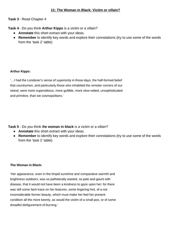 KS3 Intro to Gothic, & The Woman In Black | Teaching Resources