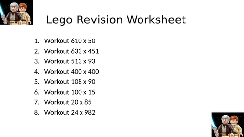 LEGO WORKSHEET 20