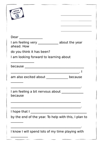 Back to School Welcome Activity - Letter to Myself | Teaching Resources