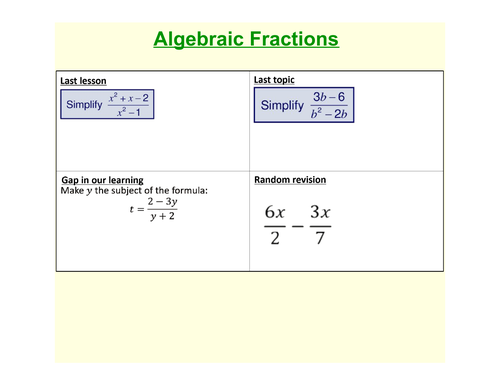 Algebraic Fractions: Add and Subtract | Teaching Resources