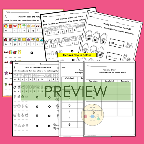 Final Consonant Blends Endings Phonics Worksheets Gap Filling ...