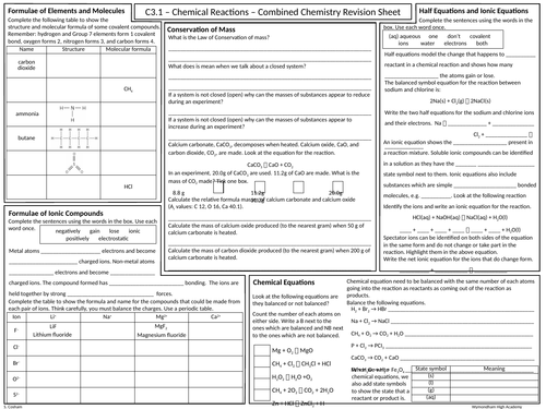 OCR Gateway GCSE Comb Science Chemistry Revision Mat Bundle