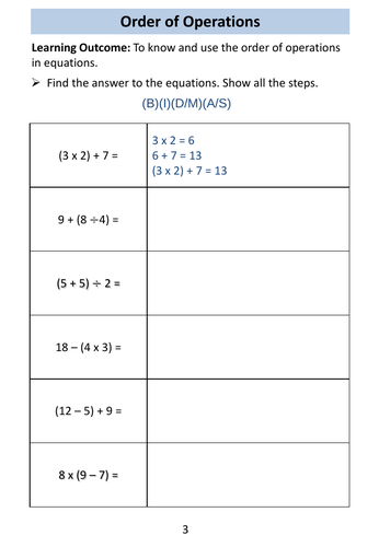 Level 1 Functional Skills Maths - Order of Operations (BIDMAS) Workbook ...