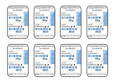 Standard Form: Using a Calculator | Teaching Resources