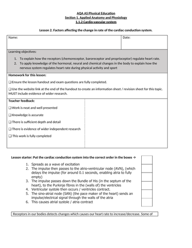 Factors affecting change in rate of cardiac conduction system - AQA A ...