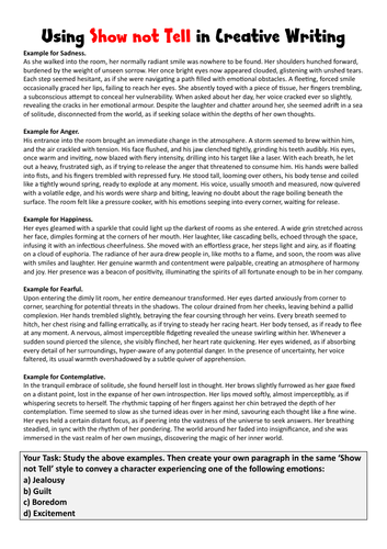 Using Show not Tell to convey a character's emotions