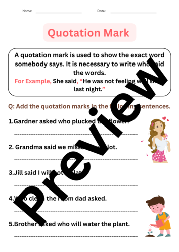 grammer quotation marks worksheets with answers for grade 1 2 3