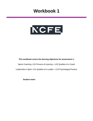 NCFE Sport Project 1: Sports Coaching, Leadership in Sport, Assessing ...