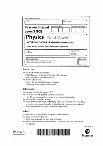 A-Level Physics Exam Questions with Solutions - Materials (Edexcel, AQA ...