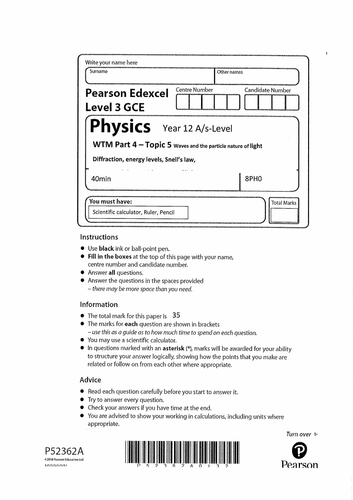 A-Level Physics Exam Questions with Solutions - Waves and Light ...