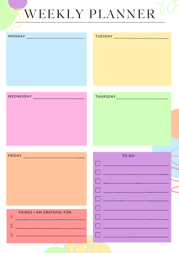 Rainbow Weekly Planner | Teaching Resources