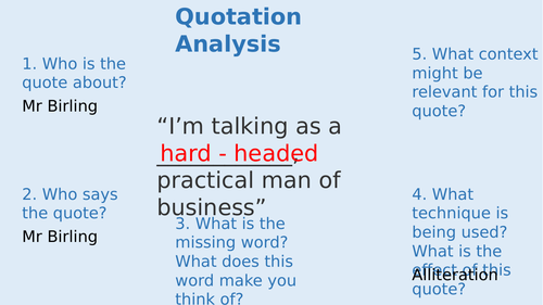 An Inspector Calls Analysis Cards | Teaching Resources