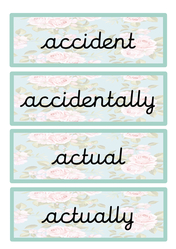 Year 3 & 4 Statutory Spellings Cards - Rose Design | Teaching Resources