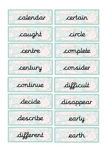 Year 3 & 4 Statutory Spellings Cards - Rose Design | Teaching Resources