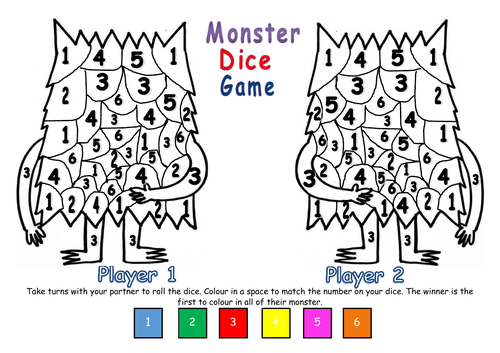 Number recognition Activity related to Colour Monster | Teaching Resources