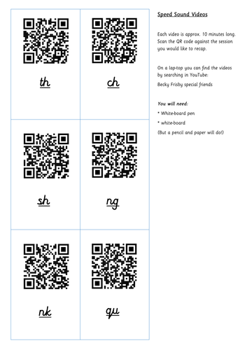 Read Write Inc Special Friends set 1 and 2 QR code sheet | Teaching ...
