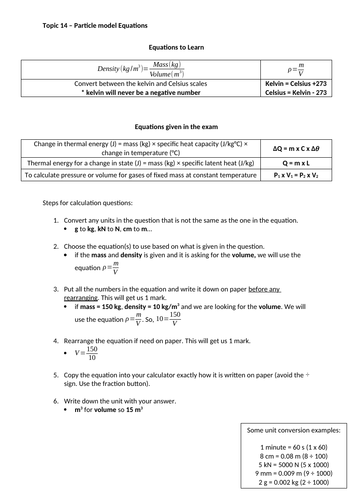 Edexcel GCSE Physics Equations | Teaching Resources