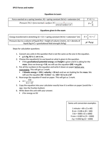 Edexcel GCSE Physics Equations | Teaching Resources