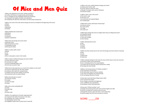 Of Mice and Men Quiz