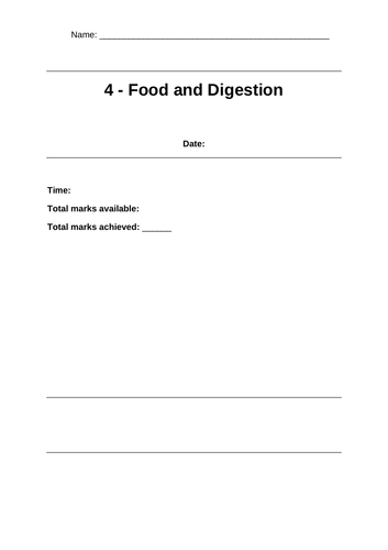 Topic 4 - Food and Digestion