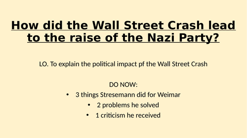 Wall Street Crash - Weimar and Nazi Germany