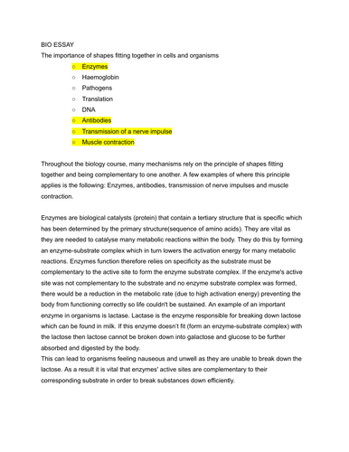 AQA ALEVEL A* BIO ESSAY 25/25 | Teaching Resources