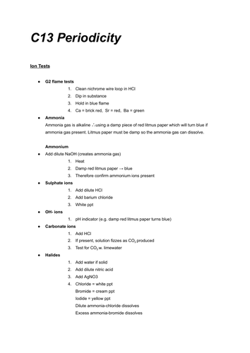 AQA ALEVEL A* INORGANIC CHEMISTRY FULL SPEC NOTES