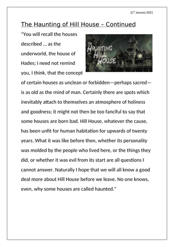 The Haunting of Hill House Lessons | Teaching Resources