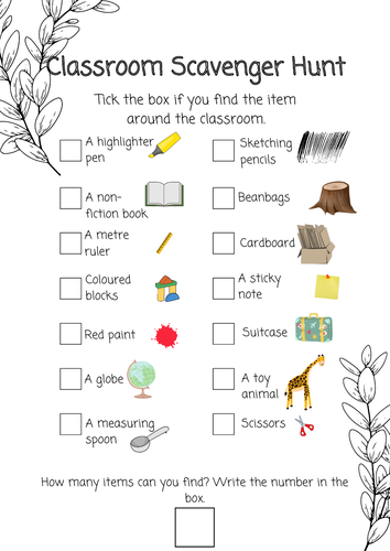 Classroom Scavenger Hunt | Teaching Resources