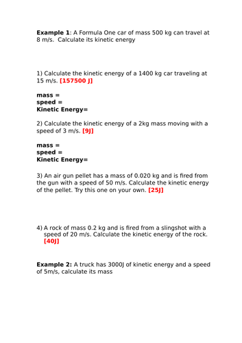 AQA P1.5a Kinetic energy