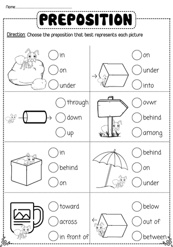 Prepositions Practice Sheets For 1st Grade Teaching Resources 