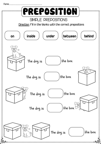 Prepositions Practice Sheets For 1st Grade Teaching Resources 