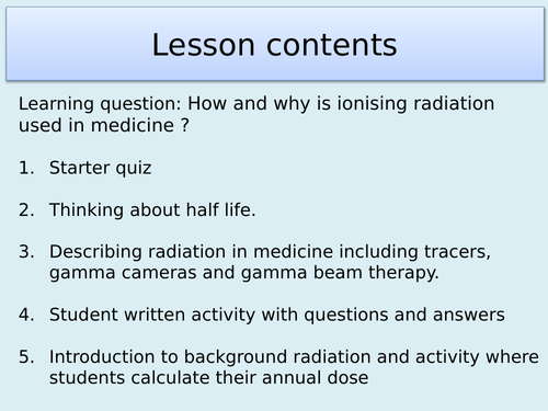 AQA P7.6 Nuclear radiation in medicine