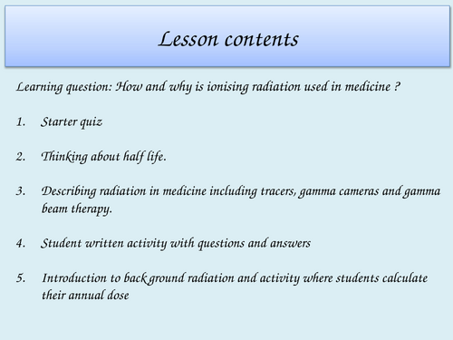 AQA P7.6 Nuclear radiation in medicine