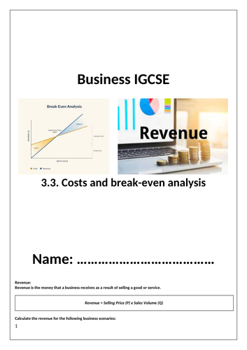 Costs and Break-even analysis